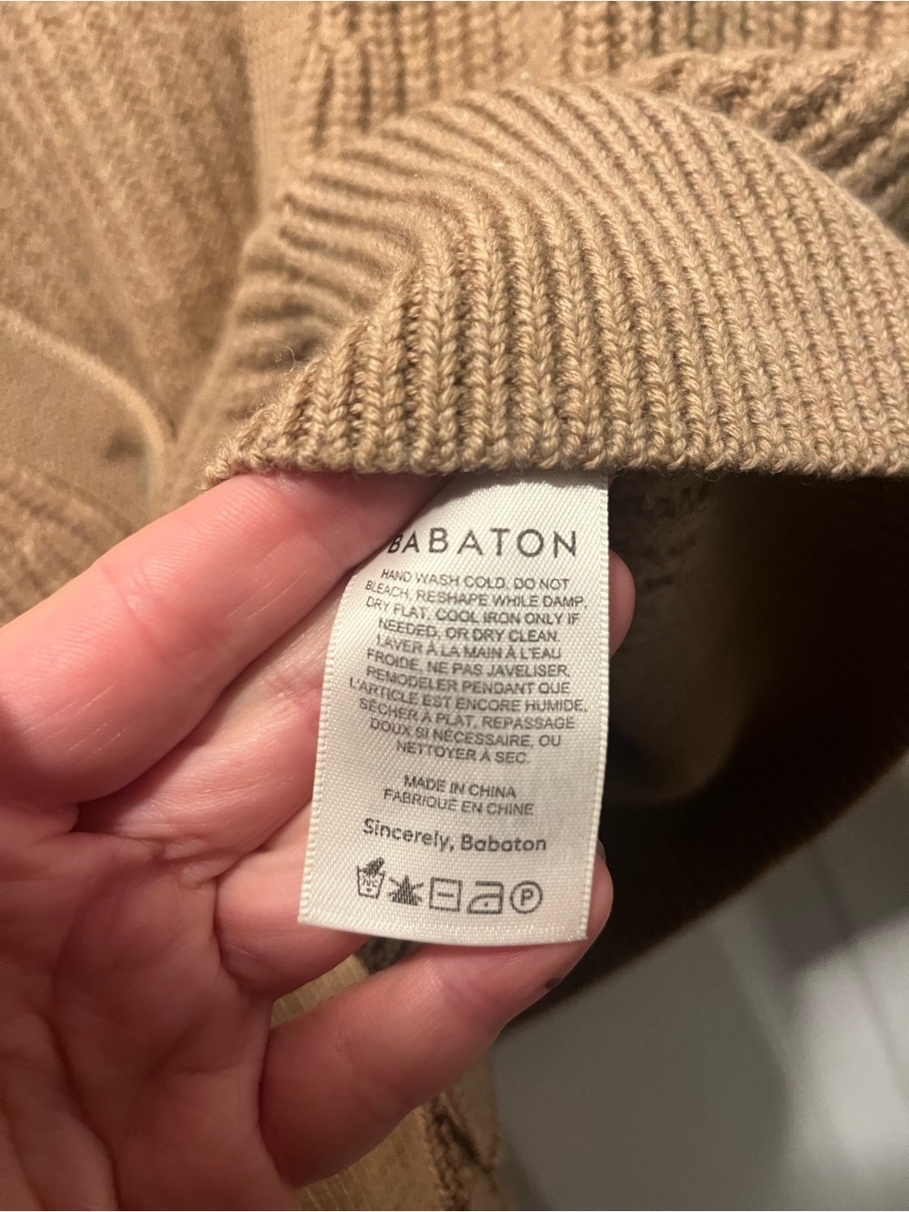 Babaton Merino Wool Cardigan Sweater Canberra Small Oversize / Medium Beige Crop - Picture 7 of 9
